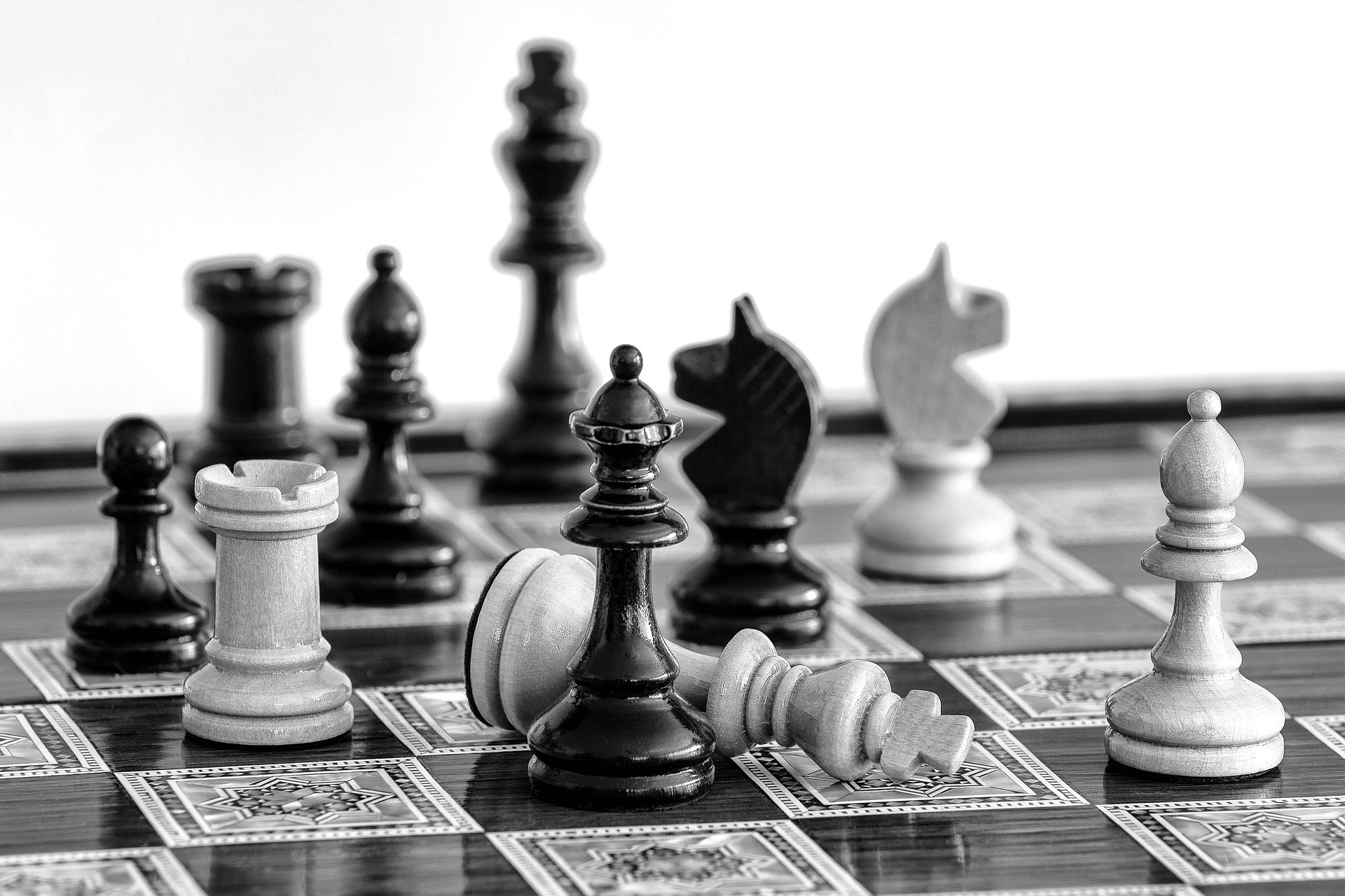 Black and white chess board